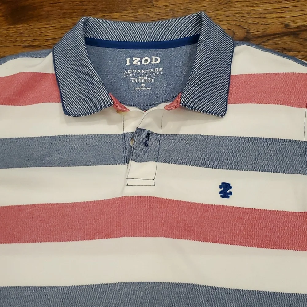 Mens Izod red, white, & blue Polo shirt size M
